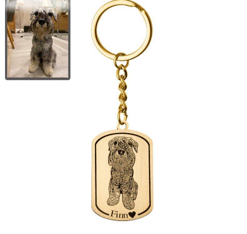 Nøglering med hundesilhuet og medaljon