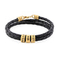 Pulsera de Hombre de Cuero Negro – Personalizable con Acabados en Plateado o Oro 
