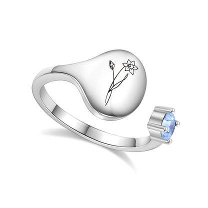 Anillo flor del mes de nacimiento